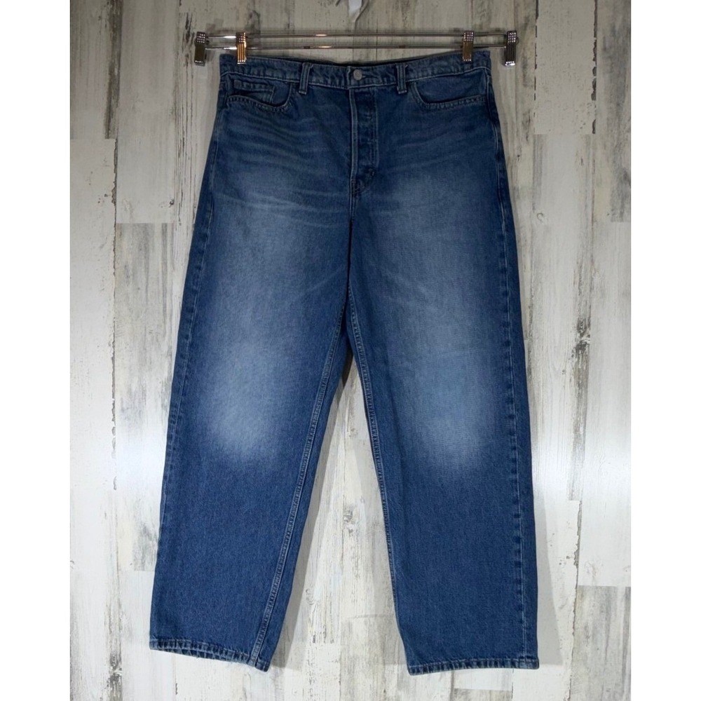 Banana Republic Mid Rise Loose Stovepipe Jeans 32 Blue Medium Wash Button Fly